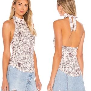 Free People Madagascar Halter Neck Tank Top Tea Combo Size XS OVERSIZED